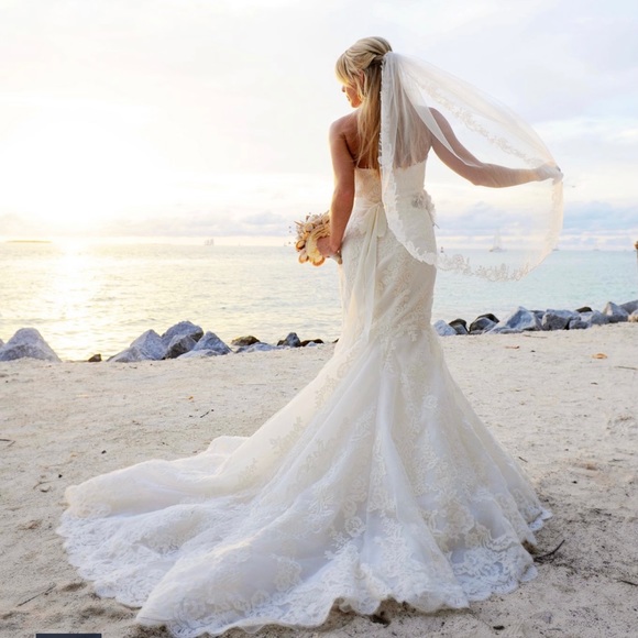 Enzoani Dakota wedding dress belt & veil included - Picture 9 of 16